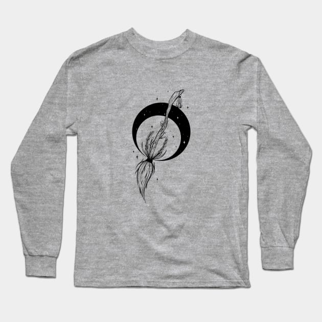 Broomstick Moon Long Sleeve T-Shirt by Cosmic Queers